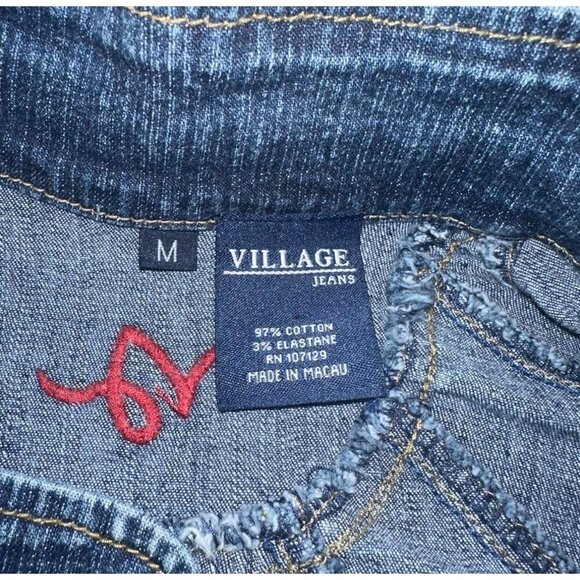 Village Jeans Womens Blue Denim Double Breasted Jacket, Size Medium, Chic - Picture 5 of 5
